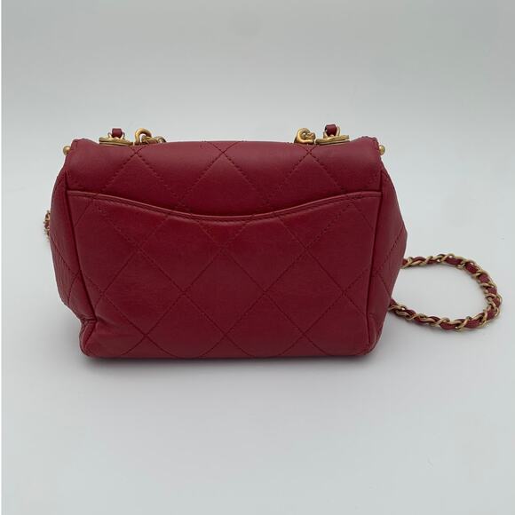 CHANEL My Crush Lambskin Flap Bag Red Gold Quilted Leather - Picture 2 of 8